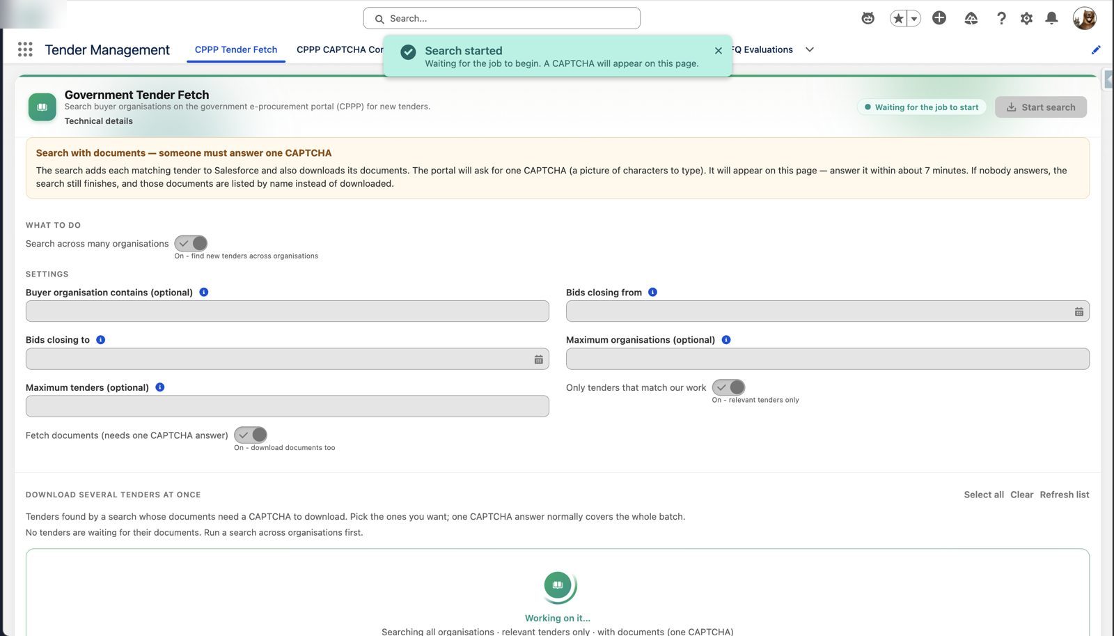 Press start, watch it work – Agentforce government tender management in Salesforce